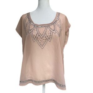Decree Sheer Y2K Sequin Detail Top